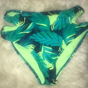 Tropical high waisted swim bottoms